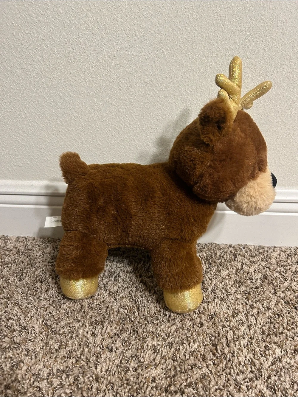 Brown Plush Reindeer with Gold Antlers